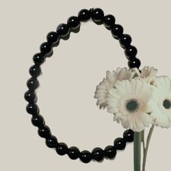 Petite Black Onyx Stretch Bead Crystal Bracelet