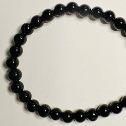Petite Black Onyx Stretch Bead Crystal Bracelet