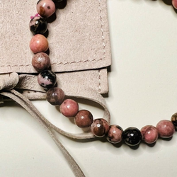 Petite Rhodonite Stretch Bead Crystal Bracelet