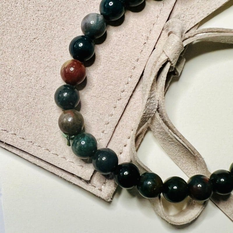 Petite Bloodstone Stretch Bead Crystal Bracelet