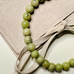 Petite Nephrite Jade Stretch Bead Crystal Bracelet