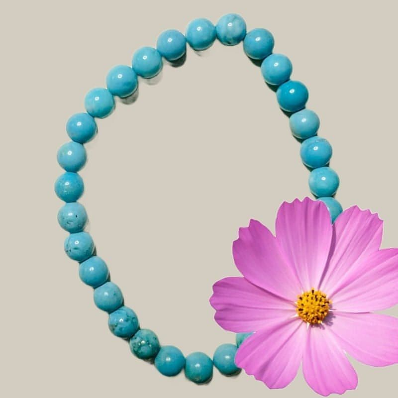 Petite Turquoise Stretch Bead Crystal Bracelet