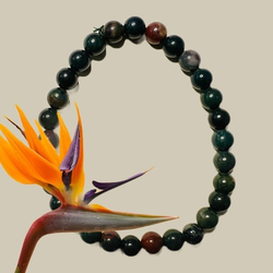 Petite Bloodstone Stretch Bead Crystal Bracelet