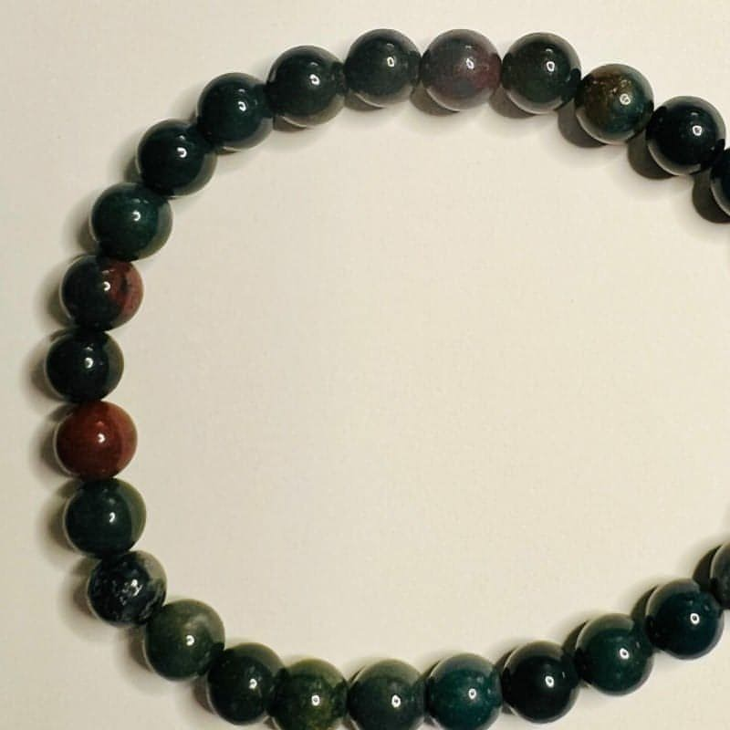 Petite Bloodstone Stretch Bead Crystal Bracelet