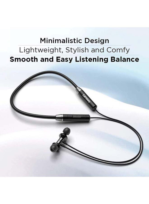 Lenovo HE05 Wireless Bluetooth 5.0 in-Ear Neckband Earphones with Mic, Black