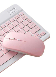 Wireless Bluetooth Three System Universal Mobilephone And Tablet English Keyboard with Mouse Set, Pink