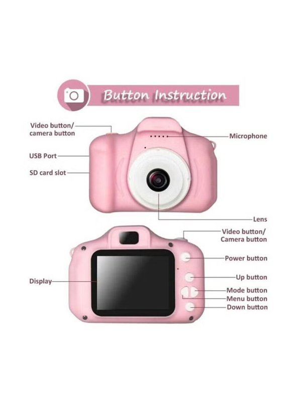 Children Mini Digital Camera with Built-in Rechargeable Li-ion Polymer Battery, Pink