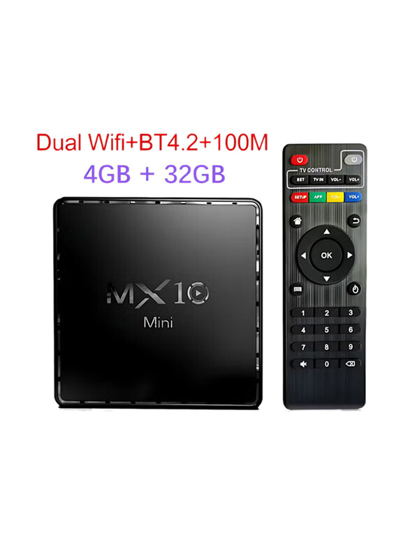 

Generic RK3318 4K Rockchip Quad Core Dual Wi-Fi Android TV Box, MX10, Black