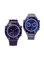 RW27 Wireless Round Shape Sports Smartwatch with Two Set Strap, Blue/Silver