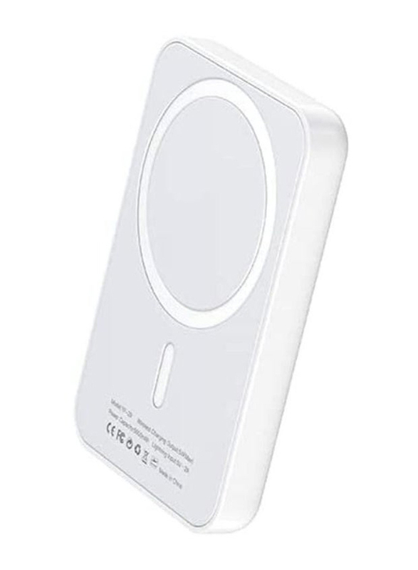 Mini Magnetic Light Weight Wireless Charging Power Bank for Apple iPhone Series, White