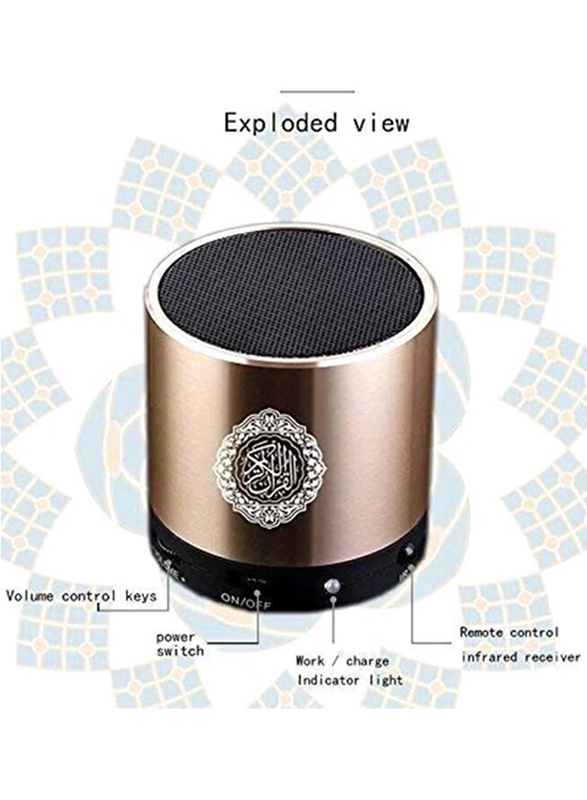 Quran Portable Bluetooth Speaker with Remote, Gold