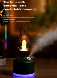 Vintage Lamp USB Air Humidifier Purifier with LED Light, White