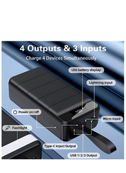 Power Bank 60000mAh QC PD 3.0 Fast Charging Powerbank with Lightning and Micro-USB Input, Black