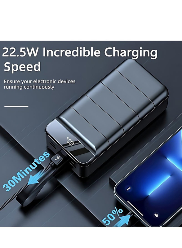 Power Bank 80000mAh QC PD 3.0 Fast Charging Powerbank with Lightning and Micro-USB Input, Black
