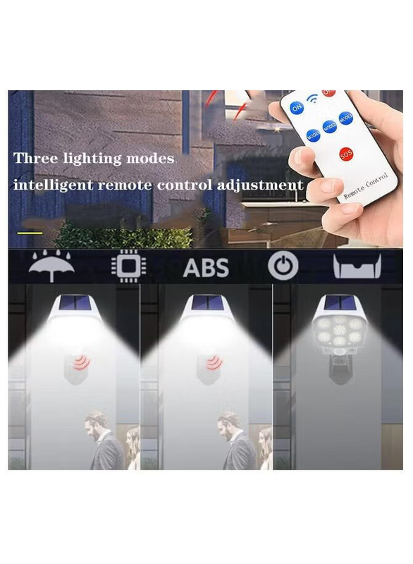 Motion Sensor Outdoor Solar Light with Remote Control, 10 Pieces, White/Black