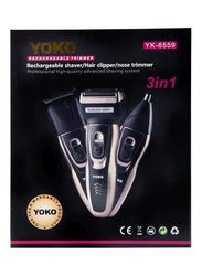 Yoko 3-in-1 Rechargable Trimmer, YK-6559, Black/Gold