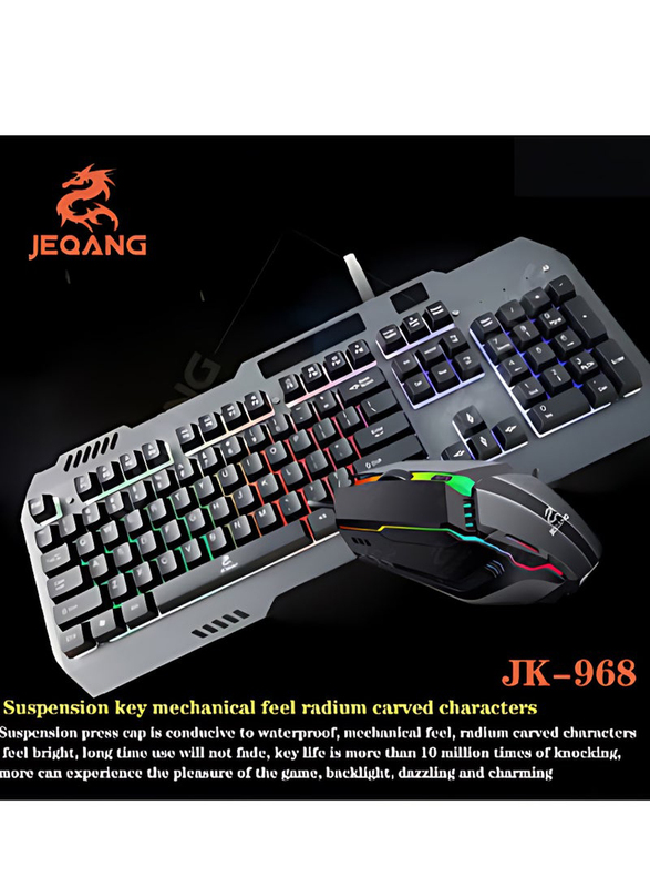 Jeqang Wired English Keyboard with Mouse Mechanical Touch Feel Gaming Laptop, Black