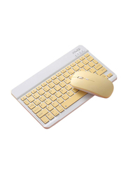 Wireless Bluetooth Three System Universal Mobilephone And Tablet English Keyboard with Mouse Set, Yellow