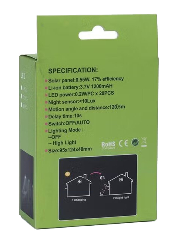 Solar Powered LED Light, 10 Pieces, Black