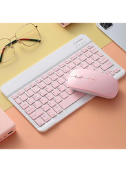 Wireless Bluetooth Three System Universal Mobilephone And Tablet English Keyboard with Mouse Set, Pink