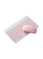 Wireless Bluetooth Three System Universal Mobilephone And Tablet English Keyboard with Mouse Set, Pink