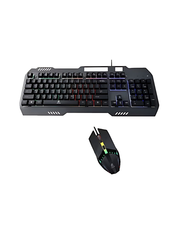Jeqang Wired English Keyboard with Mouse Mechanical Touch Feel Gaming Laptop, Black