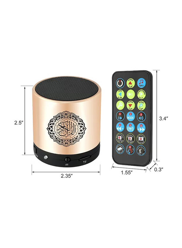 Quran Portable Bluetooth Speaker with Remote, Gold