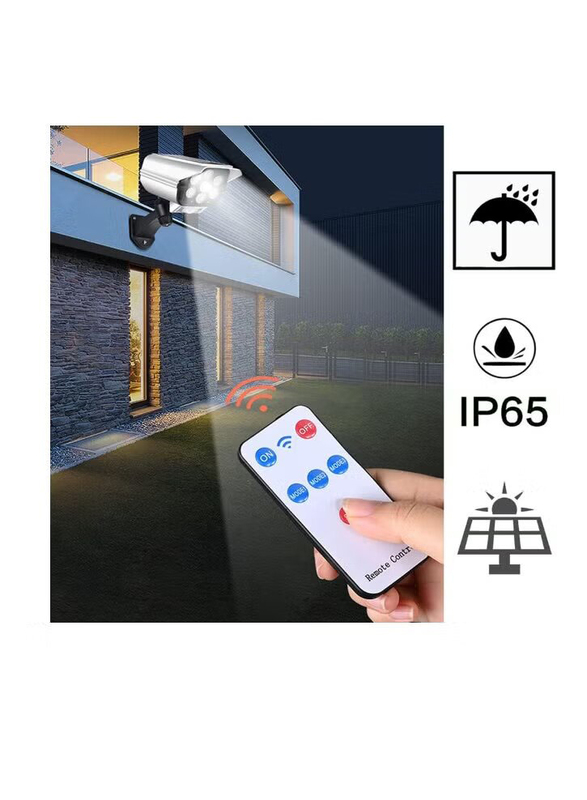 Motion Sensor Outdoor Solar Light with Remote Control, 10 Pieces, White/Black