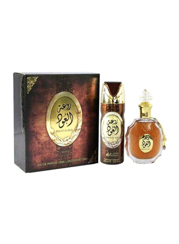 Lattafa 2-Piece Rouat Al Oud Gift Set Unisex, 100ml EDP, 200ml Deodorant