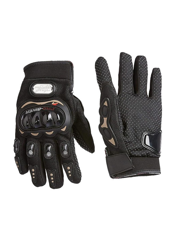 Probiker Leather Motorcycle Gloves, Medium, Black