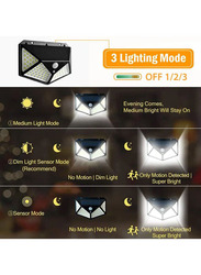 100 LED Solar Power Motion Sensor Outdoor Wall Light, Black
