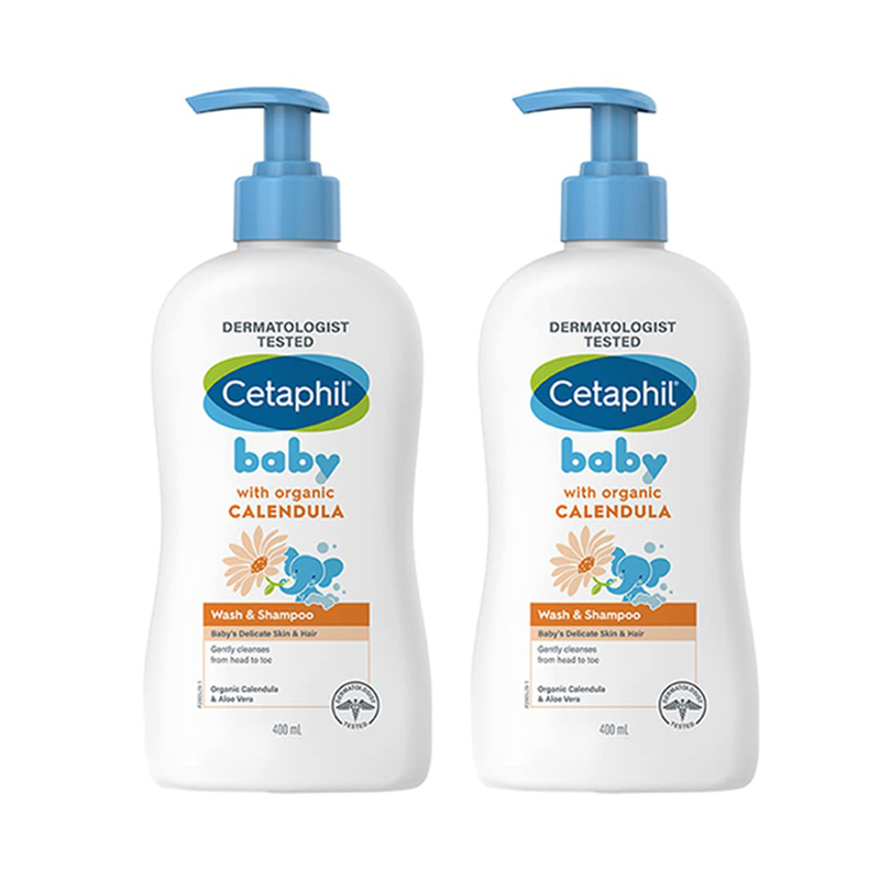 Cetaphil 2 x 400ml Baby Wash & Shampoo with Organic Calendula