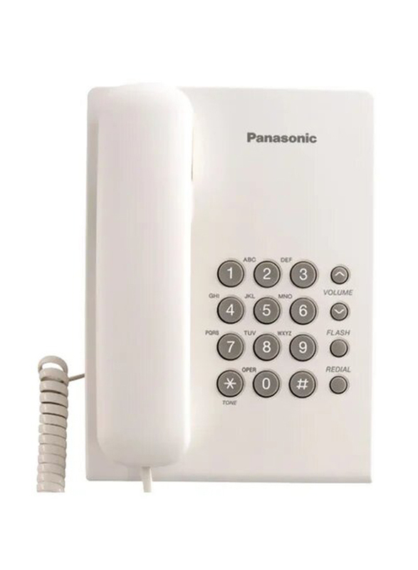 Panasonic Corded Phone, KX-TS500, White/Grey
