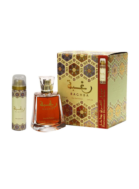 Lattafa 2-Piece Raghba Set Unisex, 100ml EDP, 100ml Deodorant