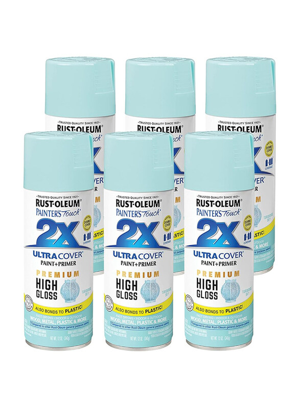 

Rust-oleum Painter's Touch 2X Ultra Cover High Gloss Finish Spray, 6 x 12oz, Turquoise Sky