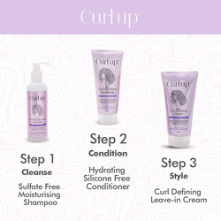 Curl Up Shampoo, Conditioner & Leave Defining Cream for Dry Frizzy, Wavy & Curly Hair, 3 Pieces