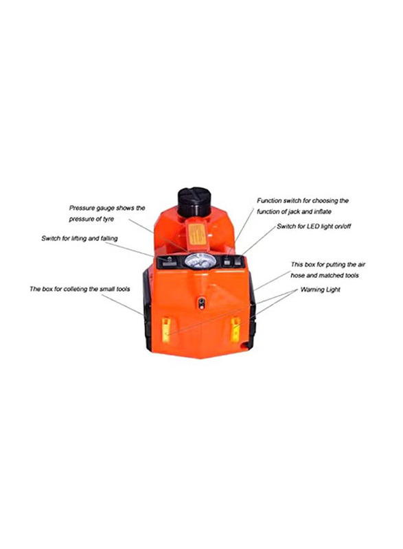 Electric Car Jack With Screwdriver Wheels Air Blower Kit, Orange/Black