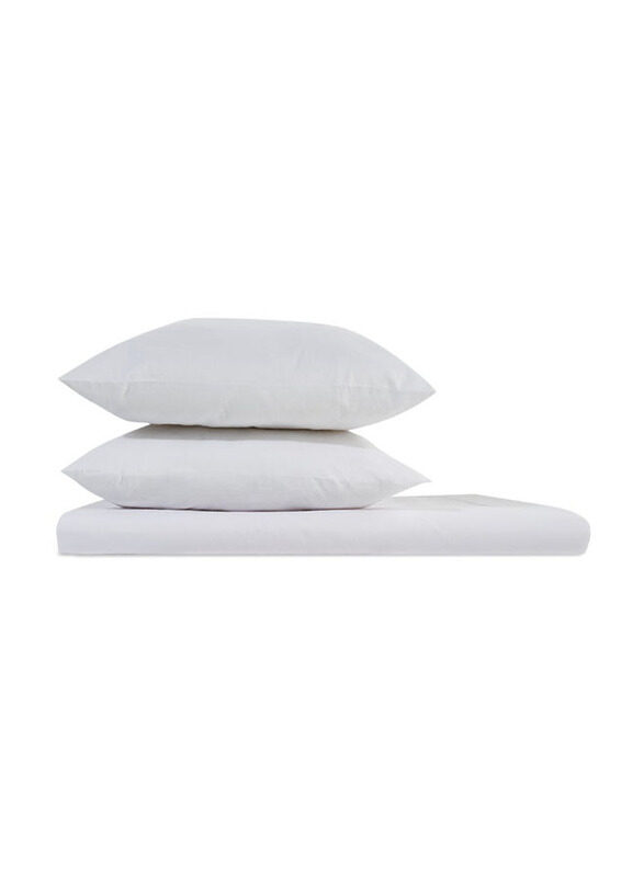 

White Rose 3-Piece Cotton Blend Platinum Bedsheet Set, White