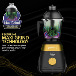 Crompton Duro Royal Mixer Grinder with 3 Jars Maxi Grind Technology & Food Grade Jars, 750W, ACGM-DURO-ROYAL, Black