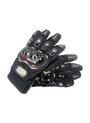 Probiker Leather Motorcycle Gloves, Medium, Black