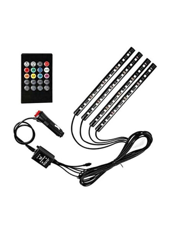 

Generic Car RGB LED Strip Light 36 5050 Leds Interior Decoration Atmosphere Neon Lighting Kit with Sound Music Active Function & Wireless Remote Control, 4 Pi