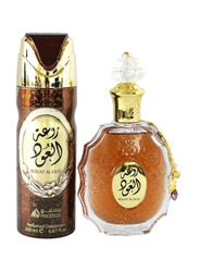 Lattafa 2-Piece Rouat Al Oud Gift Set Unisex, 100ml EDP, 200ml Deodorant