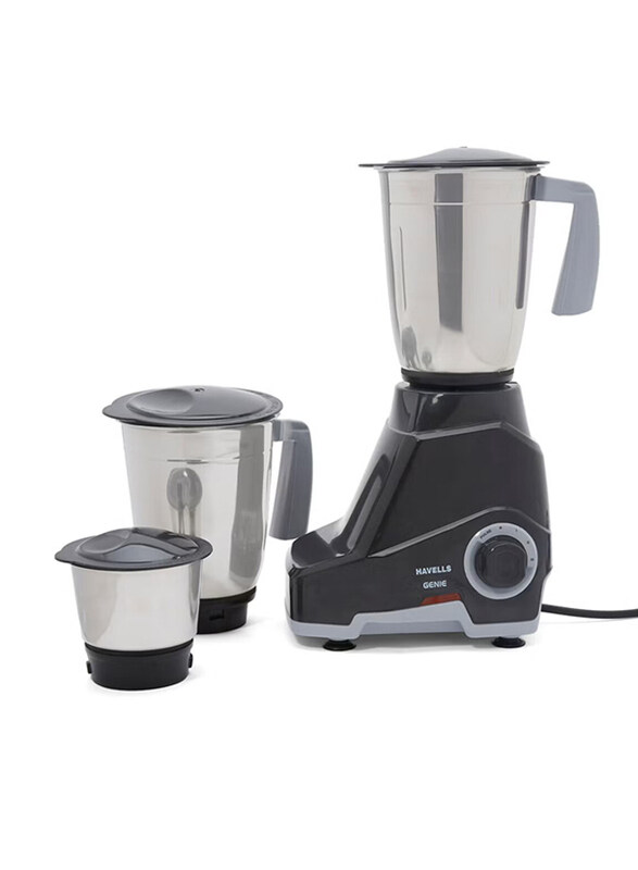 

Havells Genie 3 Mixer Grinder with Stainless Steel Jars, 550W, GENE550W3DG, Grey