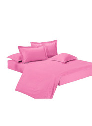 Golden Million 4-Piece Cotton Blend Sateen Striped Zipper Closure Duvet Cover Set, Single, Pink