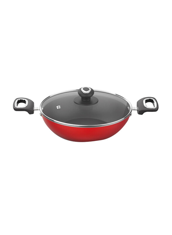 

Preethi 24cm Dura Collection Non Stick Kadai with Glass Lid, Chilly Red