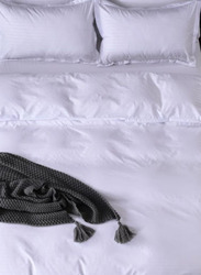6-Piece Premium Collection Super Soft Long Lasting Washable Plain Design Bedding Duvet Set, 1 x Duvet Cover, 1 x Fitted Sheet, 4 x Pillow Cases, King, White