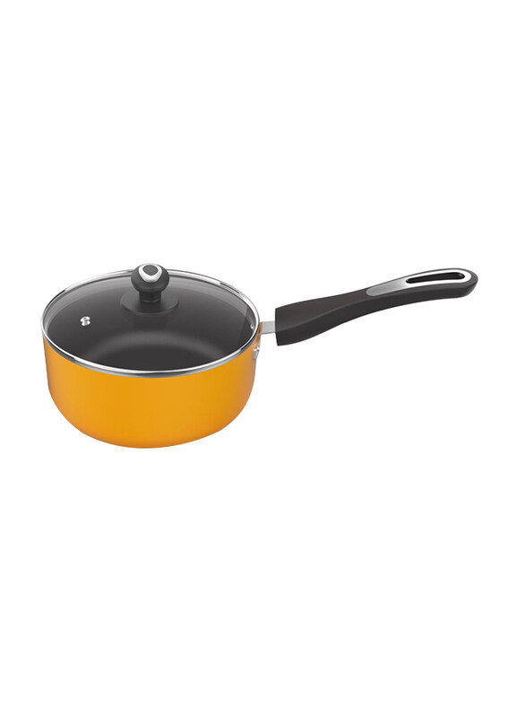 

Preethi 16cm Dura Collection Non Stick Milk Pan with Glass Lid, Turmeric Yellow