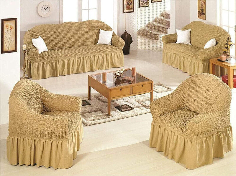 

Generic Turkish Cotton Sofa Cover, Light Beige