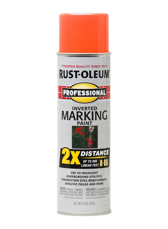 

Rust-oleum Professional 2X Distance and Reverse Mark Spray Paint, 15oz, Fluorescent Orange