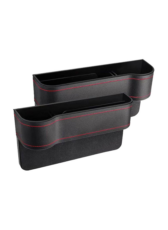 Amerteer Multifunctional Car Front Seat Gap Filler with Cup Holder Storage Box Console Side Pocket Storage, 2 Pieces, Black